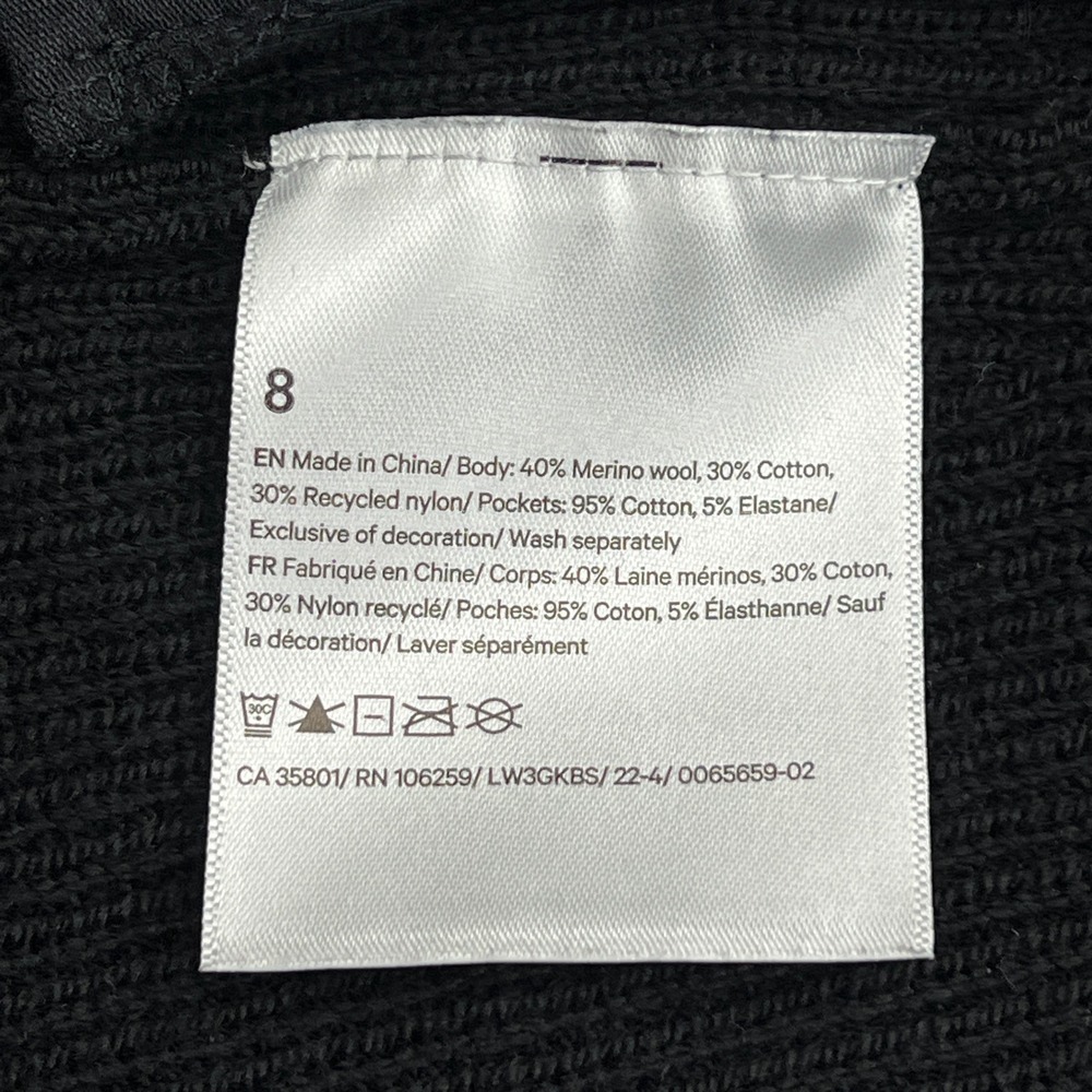 Lululemon Merino Wool-Blend Ribbed Long Wrap Sweater Womens 8 Black Cardi W3GKBS - Picture 7 of 10